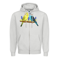 Dove Grey cute budgies Zipper Hoodie - linhVisuals