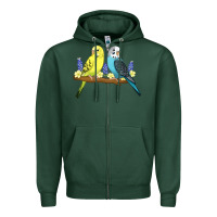 Sports Green cute budgies Zipper Hoodie - linhVisuals