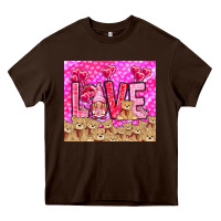 Chocolate Brown Love gnome with bear tumbler Valentine's Day Heavy Core Tee - HowdyJamesFarm