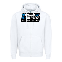 White MARCH MADNESS Zipper Hoodie - linhVisuals