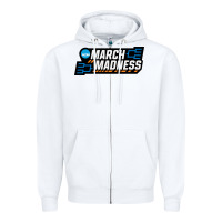 White MARCH MADNESS Zipper Hoodie - linhVisuals