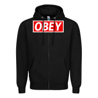 Black obey Zipper Hoodie - linhVisuals