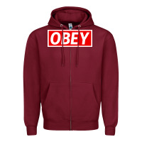 Burgundy obey Zipper Hoodie - linhVisuals