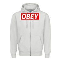 Dove Grey obey Zipper Hoodie - linhVisuals