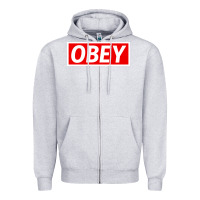 Heather Grey obey Zipper Hoodie - linhVisuals