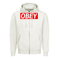 Oatmeal Heather obey Zipper Hoodie - linhVisuals