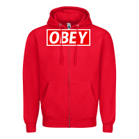 Red obey Zipper Hoodie - linhVisuals