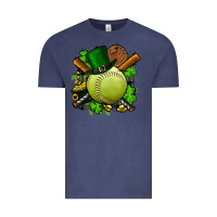 Vintage Denim st.patrick's day softball Vintage Tee - FaDigitalArtStudio