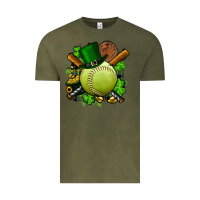 Vintage Olive st.patrick's day softball Vintage Tee - FaDigitalArtStudio