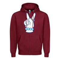 Burgundy girl peace sign Zipper Hoodie - linhVisuals