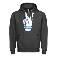 Charcoal Heather girl peace sign Zipper Hoodie - linhVisuals