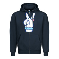 Navy girl peace sign Zipper Hoodie - linhVisuals