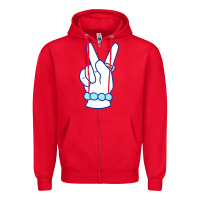 Red girl peace sign Zipper Hoodie - linhVisuals