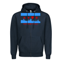 Navy sweet home chicago Zipper Hoodie - linhVisuals