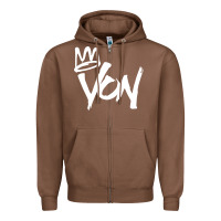 Chestnut KING VON MERCH Zipper Hoodie - linhVisuals