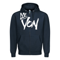 Navy KING VON MERCH Zipper Hoodie - linhVisuals