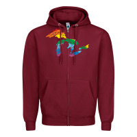Burgundy all michigan great lakes rainbow colors Zipper Hoodie - linhVisuals