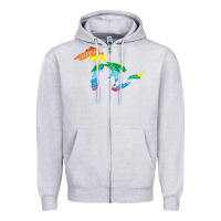 Heather Grey all michigan great lakes rainbow colors Zipper Hoodie - linhVisuals