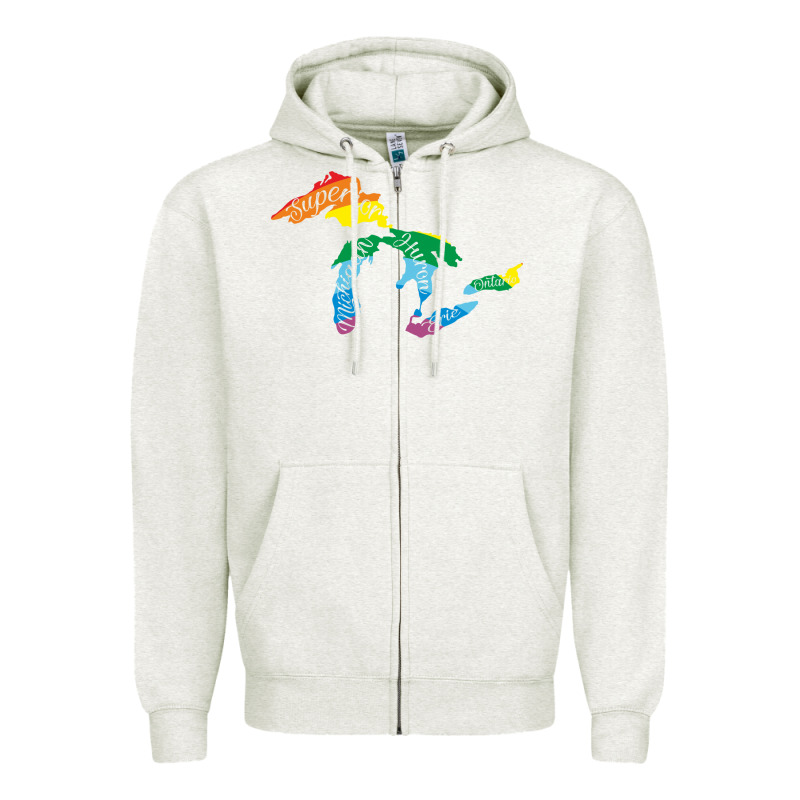 All Michigan Great Lakes Rainbow Colors Zipper Hoodie by linhVisuals | Teevron