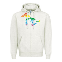 Oatmeal Heather all michigan great lakes rainbow colors Zipper Hoodie - linhVisuals