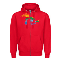 Red all michigan great lakes rainbow colors Zipper Hoodie - linhVisuals