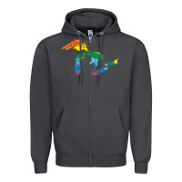 Smoke all michigan great lakes rainbow colors Zipper Hoodie - linhVisuals