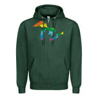 Sports Green all michigan great lakes rainbow colors Zipper Hoodie - linhVisuals