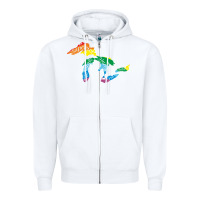 White all michigan great lakes rainbow colors Zipper Hoodie - linhVisuals