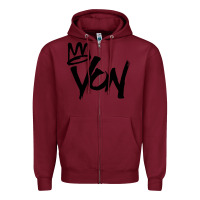 Burgundy KING VON Zipper Hoodie - linhVisuals