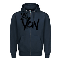 Navy KING VON Zipper Hoodie - linhVisuals