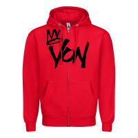 Red KING VON Zipper Hoodie - linhVisuals
