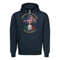 Navy american grown italian roots italy flag vintage tree Zipper Hoodie - linhVisuals