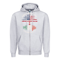 Heather Grey american grown italian roots usa italy flag tree Zipper Hoodie - linhVisuals