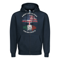 Navy american grown italian roots usa italy flag tree Zipper Hoodie - linhVisuals