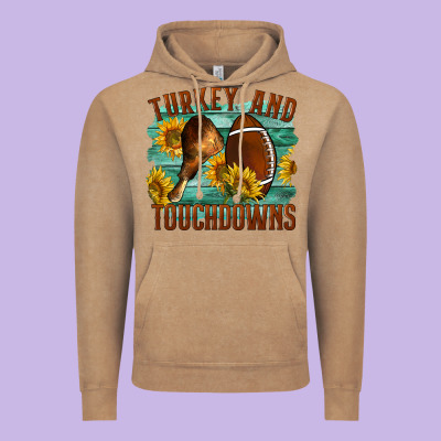 Turkey And Touchdowns Vintage Hoodie Designed By Lillyallendesigns