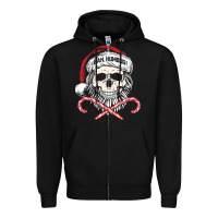 Black bah humbug skull santa hat christmas funny quote Zipper Hoodie - linhVisuals