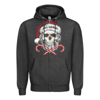 Charcoal Heather bah humbug skull santa hat christmas funny quote Zipper Hoodie - linhVisuals