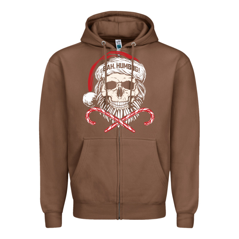 Bah Humbug Skull Santa Hat Christmas Funny Quote Zipper Hoodie by linhVisuals | Teevron