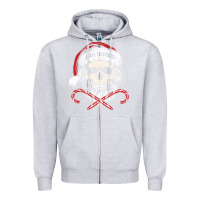 Heather Grey bah humbug skull santa hat christmas funny quote Zipper Hoodie - linhVisuals