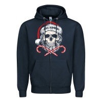 Navy bah humbug skull santa hat christmas funny quote Zipper Hoodie - linhVisuals