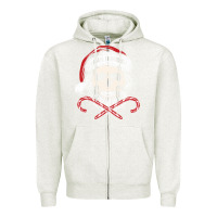 Oatmeal Heather bah humbug skull santa hat christmas funny quote Zipper Hoodie - linhVisuals