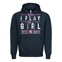 Navy basketball gifts for girls i know i play like a girl try to keep up in Zipper Hoodie - linhVisuals