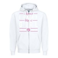 White basketball gifts for girls i know i play like a girl try to keep up in Zipper Hoodie - linhVisuals