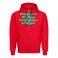 Red birthplace earth race human politics freedom religion love equality al Zipper Hoodie - linhVisuals
