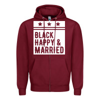 Burgundy black happy & married funny wedding gifts Zipper Hoodie - linhVisuals