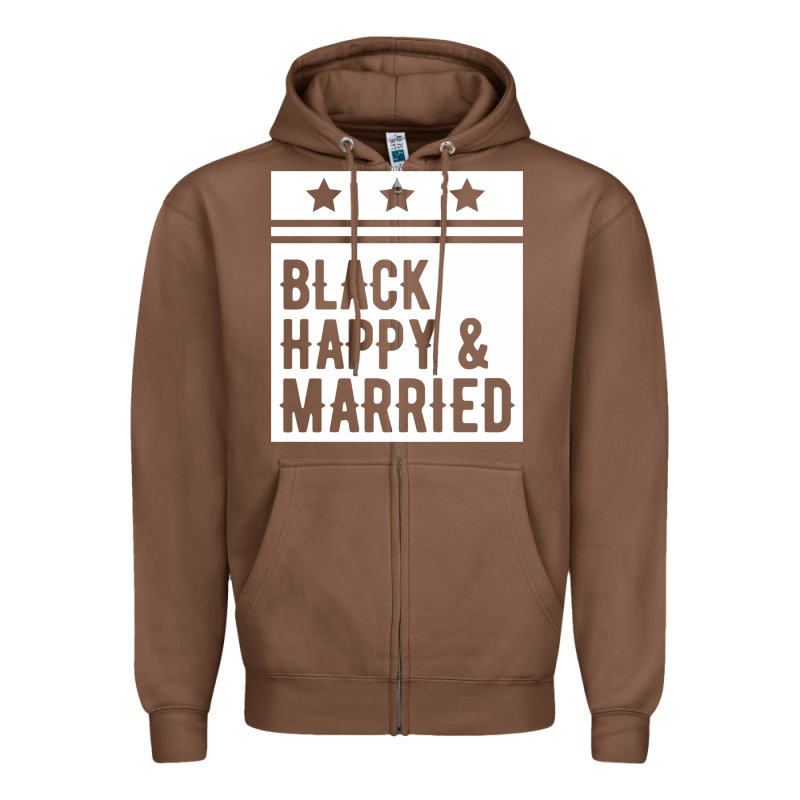 Black Happy & Married Funny Wedding Gifts Zipper Hoodie by linhVisuals | Teevron