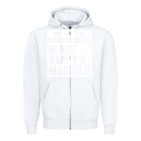 White black happy & married funny wedding gifts Zipper Hoodie - linhVisuals
