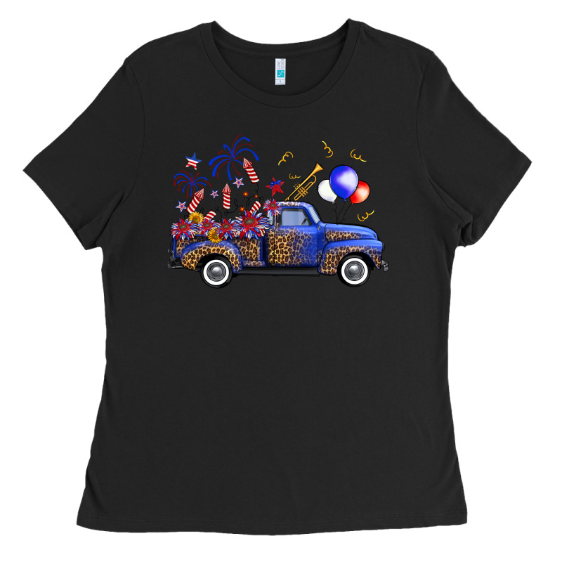 Western Truck Fourth Of July Ladies Tee by FaDigitalArtStudio | Teevron