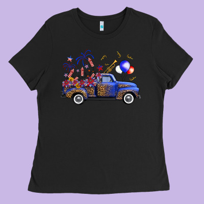 Western Truck Fourth Of July Ladies Tee Designed By Fadigitalartstudio