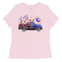 Bubblegum Pink Western Truck Fourth Of July Ladies Tee - FaDigitalArtStudio